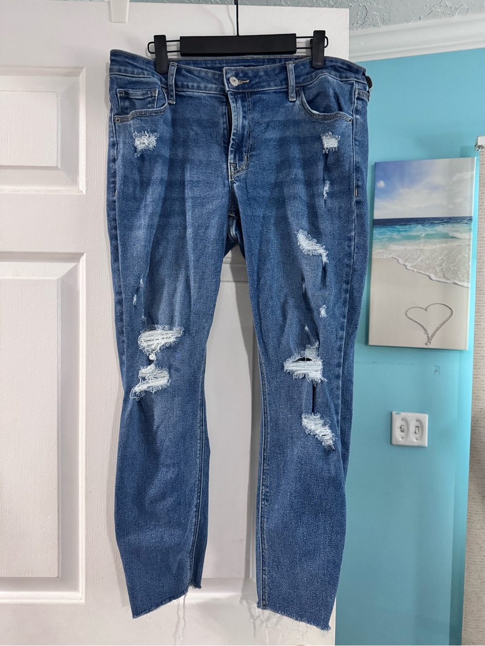 Old Navy Women's Skinny Distressed Jeans - Blue